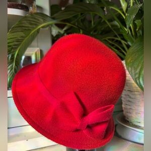 Vintage Red Felt Women's Hat